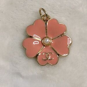 Authentic Chanel Gold Tone Zipper Pull Flower Pendant